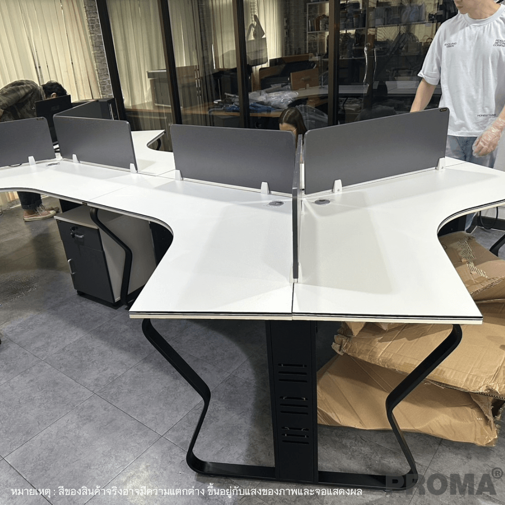 [Pre-order] โต๊ะทำงาน Proma-POD-05 สีขาว/ดำ แบบ 8 ที่นั่ง (ไม่มีตู้เอกสาร)